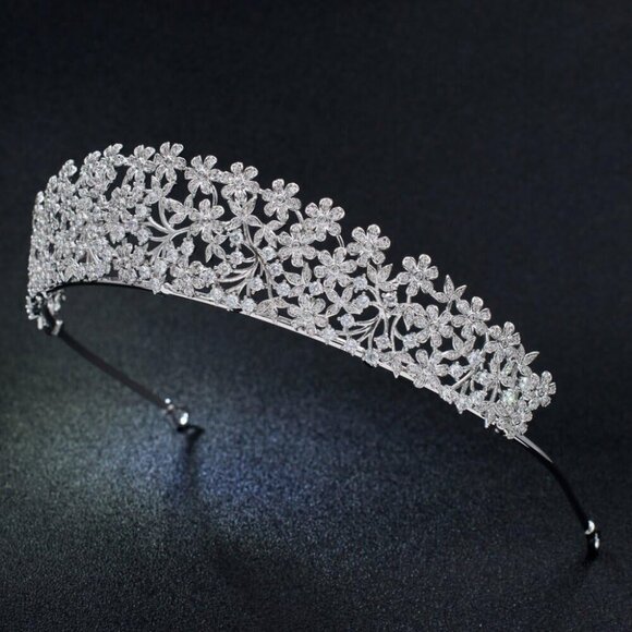 Cubic Zirconia Tiara Crown Wedding Hair Accessories Bridal Bridal Jewelry main image 5